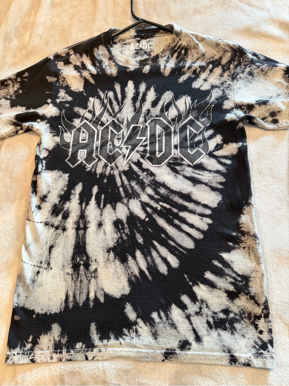 AC/DC Black & White Tie-Dye Graphic Tee